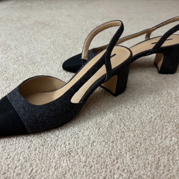 Ann Taylor NWOT Flannel Cap Toe Block Heel Slingback Pumps - 8 - Picture 1 of 2